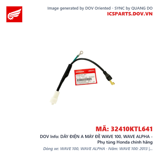 DÂY ĐIỆN A MÁY ĐỀ WAVE 100, WAVE ALPHA - Phụ tùng Honda chính hãng