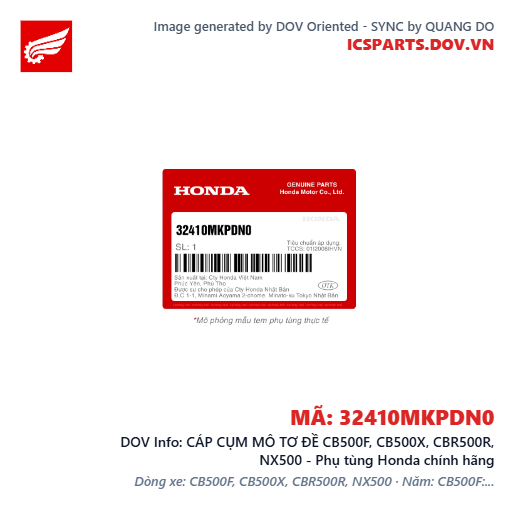 CÁP CỤM MÔ TƠ ĐỀ CB500F, CB500X, CBR500R, NX500 - Phụ tùng Honda chính hãng