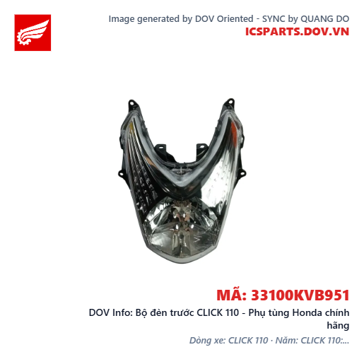 Bộ đèn trước CLICK 110 - Phụ tùng Honda chính hãng