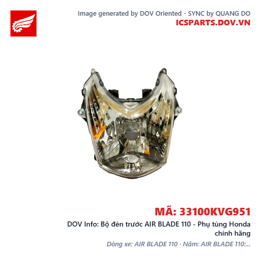 Bộ đèn trước AIR BLADE 110 - Phụ tùng Honda chính hãng