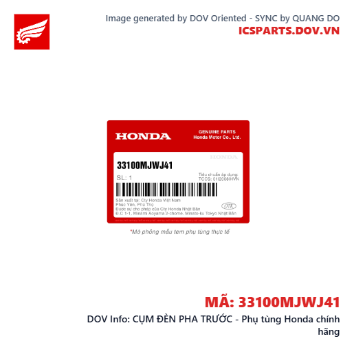 CỤM ĐÈN PHA TRƯỚC - Phụ tùng Honda chính hãng