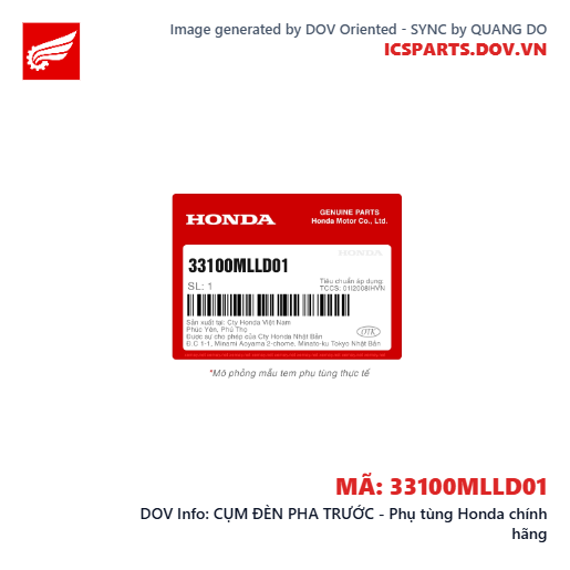 CỤM ĐÈN PHA TRƯỚC - Phụ tùng Honda chính hãng