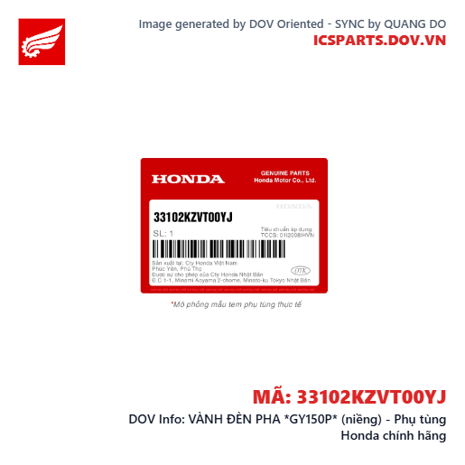 VÀNH ĐÈN PHA *GY150P* (niềng) - Phụ tùng Honda chính hãng