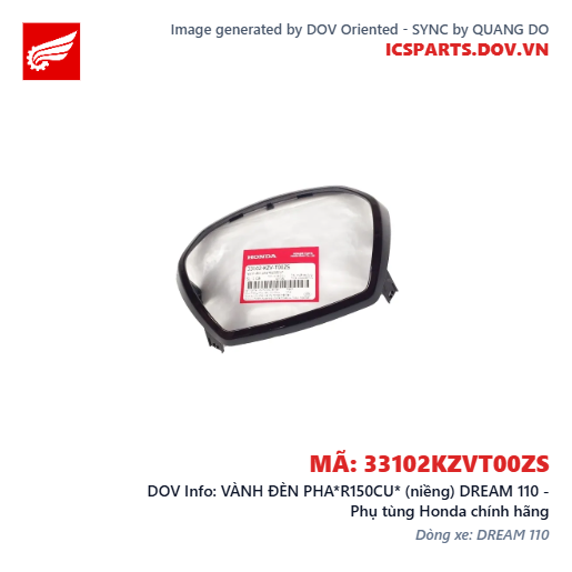 VÀNH ĐÈN PHA*R150CU* (niềng) DREAM 110 - Phụ tùng Honda chính hãng