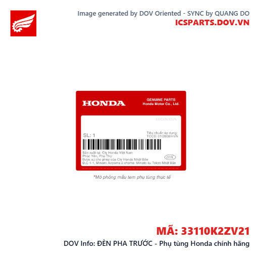 ĐÈN PHA TRƯỚC - Phụ tùng Honda chính hãng