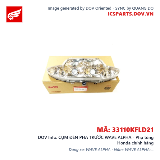 CỤM ĐÈN PHA TRƯỚC WAVE ALPHA - Phụ tùng Honda chính hãng
