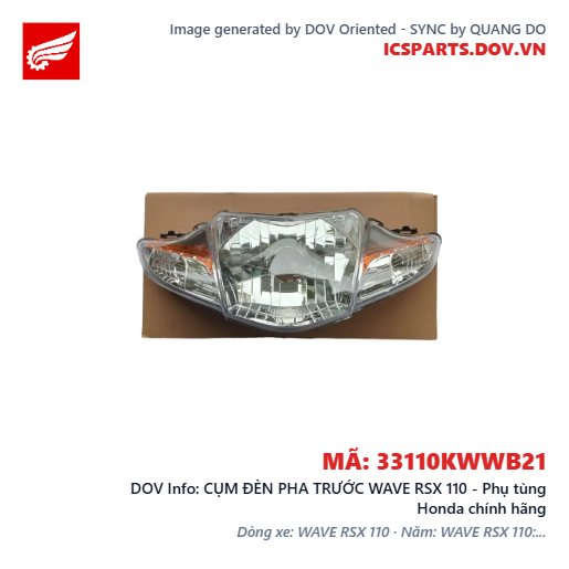 CỤM ĐÈN PHA TRƯỚC WAVE RSX 110 - Phụ tùng Honda chính hãng