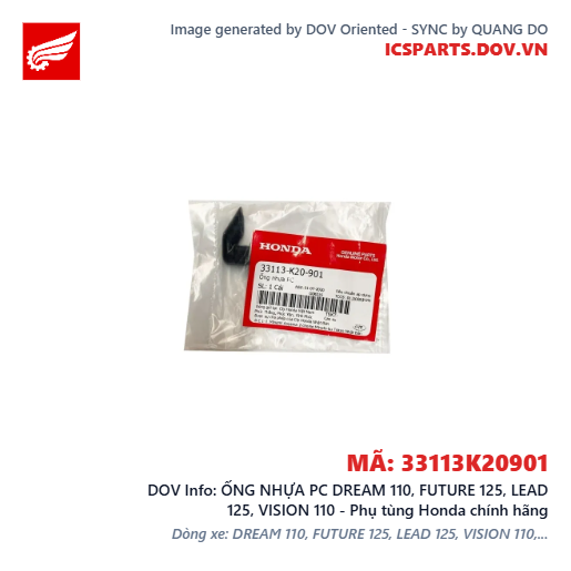 ỐNG NHỰA PC DREAM 110, FUTURE 125, LEAD 125, VISION 110 - Phụ tùng Honda chính hãng
