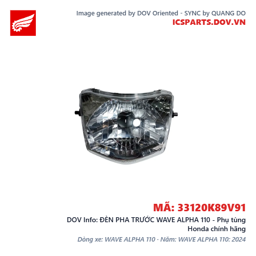 ĐÈN PHA TRƯỚC WAVE ALPHA 110 - Phụ tùng Honda chính hãng