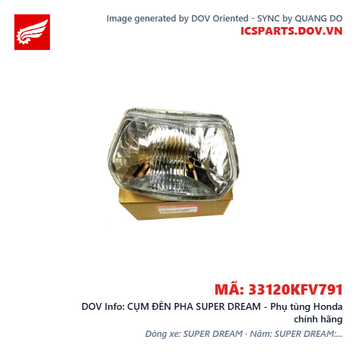 CỤM ĐÈN PHA SUPER DREAM - Phụ tùng Honda chính hãng
