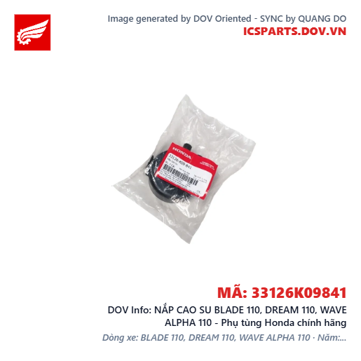 NẮP CAO SU BLADE 110, DREAM 110, WAVE ALPHA 110 - Phụ tùng Honda chính hãng