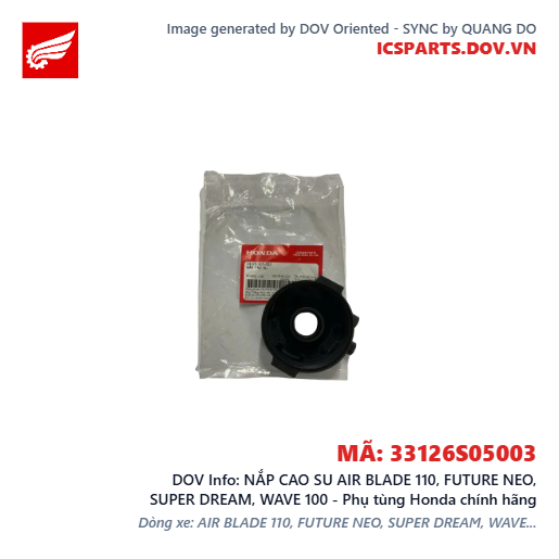 NẮP CAO SU AIR BLADE 110, FUTURE NEO, SUPER DREAM, WAVE 100 - Phụ tùng Honda chính hãng