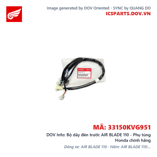 Bộ dây đèn trước AIR BLADE 110 - Phụ tùng Honda chính hãng