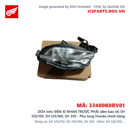 ĐÈN XI NHAN TRƯỚC PHẢI (đèn báo rẽ) SH 125/150, SH 125/160, SH 350 - Phụ tùng Honda chính hãng