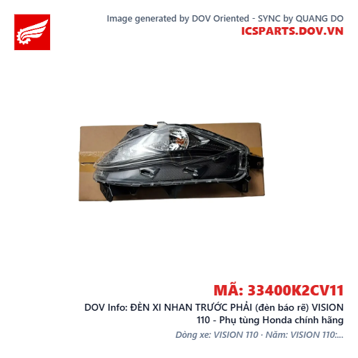ĐÈN XI NHAN TRƯỚC PHẢI (đèn báo rẽ) VISION 110 - Phụ tùng Honda chính hãng