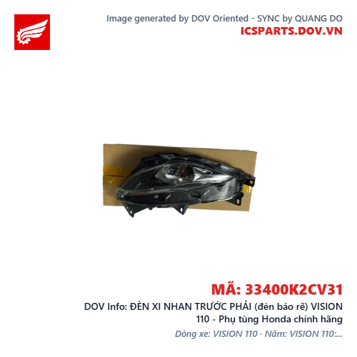 ĐÈN XI NHAN TRƯỚC PHẢI (đèn báo rẽ) VISION 110 - Phụ tùng Honda chính hãng