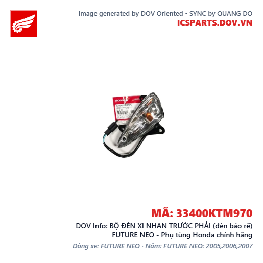 BỘ ĐÈN XI NHAN TRƯỚC PHẢI (đèn báo rẽ) FUTURE NEO - Phụ tùng Honda chính hãng