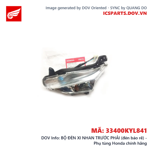 BỘ ĐÈN XI NHAN TRƯỚC PHẢI (đèn báo rẽ) - Phụ tùng Honda chính hãng