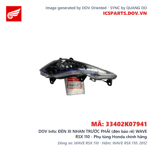 ĐÈN XI NHAN TRƯỚC PHẢI (đèn báo rẽ) WAVE RSX 110 - Phụ tùng Honda chính hãng