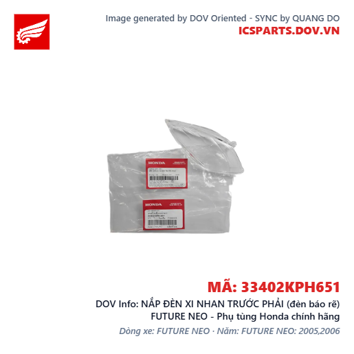 NẮP ĐÈN XI NHAN TRƯỚC PHẢI (đèn báo rẽ) FUTURE NEO - Phụ tùng Honda chính hãng