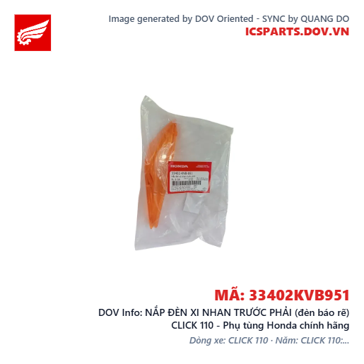 NẮP ĐÈN XI NHAN TRƯỚC PHẢI (đèn báo rẽ) CLICK 110 - Phụ tùng Honda chính hãng