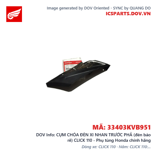 CỤM CHÓA ĐÈN XI NHAN TRƯỚC PHẢ (đèn báo rẽ) CLICK 110 - Phụ tùng Honda chính hãng