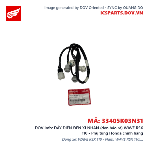 DÂY ĐIỆN ĐÈN XI NHAN (đèn báo rẽ) WAVE RSX 110 - Phụ tùng Honda chính hãng