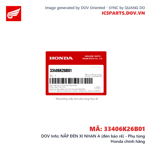 NẮP ĐÈN XI NHAN A (đèn báo rẽ) - Phụ tùng Honda chính hãng