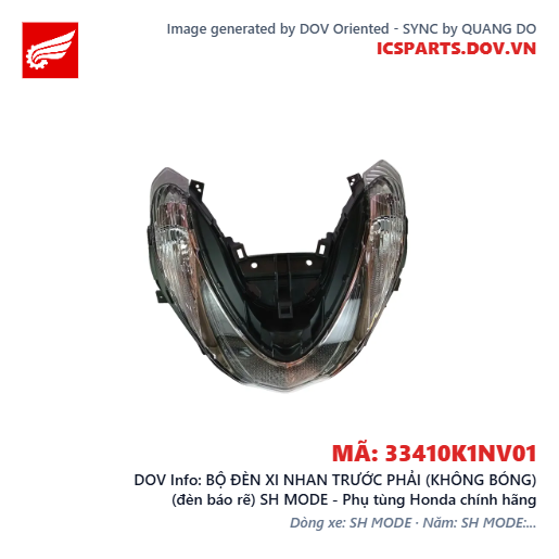 BỘ ĐÈN XI NHAN TRƯỚC PHẢI (KHÔNG BÓNG) (đèn báo rẽ) SH MODE - Phụ tùng Honda chính hãng