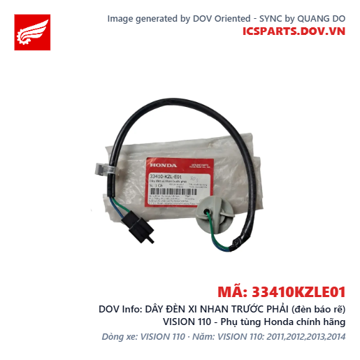 DÂY ĐÈN XI NHAN TRƯỚC PHẢI (đèn báo rẽ) VISION 110 - Phụ tùng Honda chính hãng