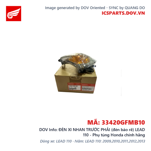 ĐÈN XI NHAN TRƯỚC PHẢI (đèn báo rẽ) LEAD 110 - Phụ tùng Honda chính hãng
