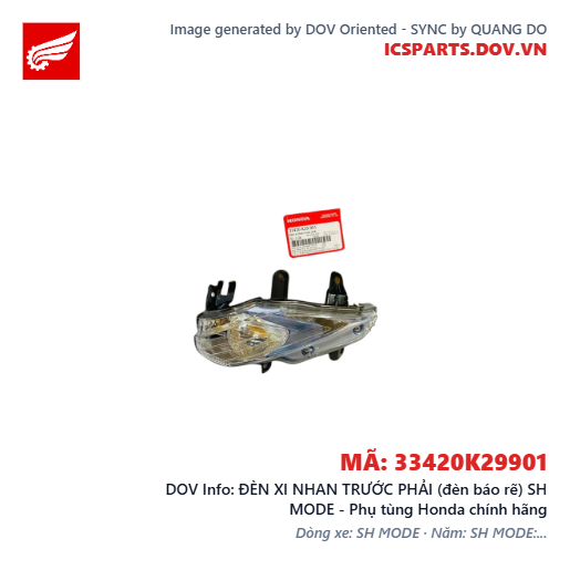 ĐÈN XI NHAN TRƯỚC PHẢI (đèn báo rẽ) SH MODE - Phụ tùng Honda chính hãng