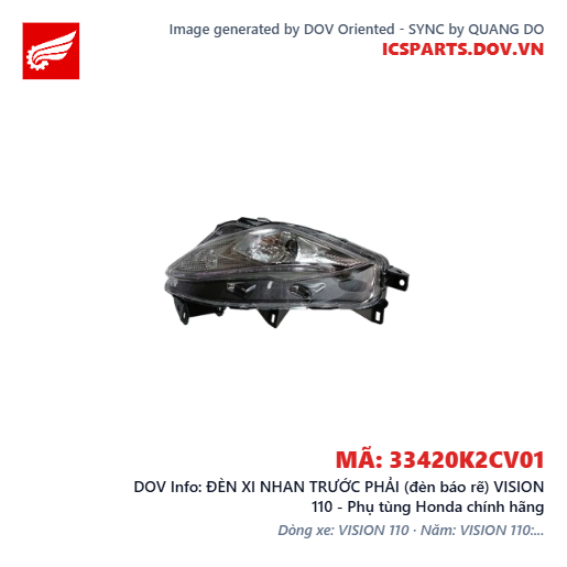 ĐÈN XI NHAN TRƯỚC PHẢI (đèn báo rẽ) VISION 110 - Phụ tùng Honda chính hãng