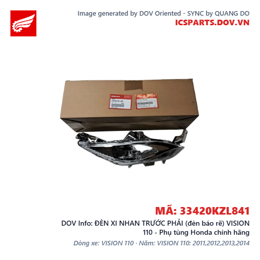 ĐÈN XI NHAN TRƯỚC PHẢI (đèn báo rẽ) VISION 110 - Phụ tùng Honda chính hãng