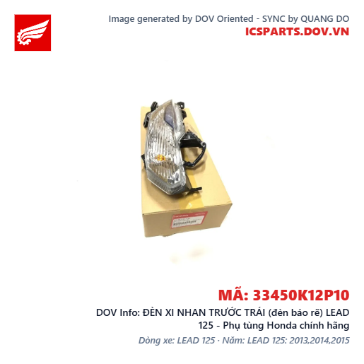 ĐÈN XI NHAN TRƯỚC TRÁI (đèn báo rẽ) LEAD 125 - Phụ tùng Honda chính hãng