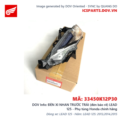 ĐÈN XI NHAN TRƯỚC TRÁI (đèn báo rẽ) LEAD 125 - Phụ tùng Honda chính hãng