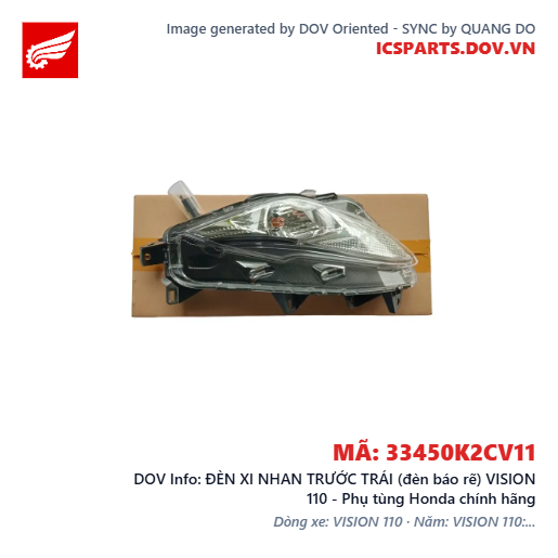 ĐÈN XI NHAN TRƯỚC TRÁI (đèn báo rẽ) VISION 110 - Phụ tùng Honda chính hãng