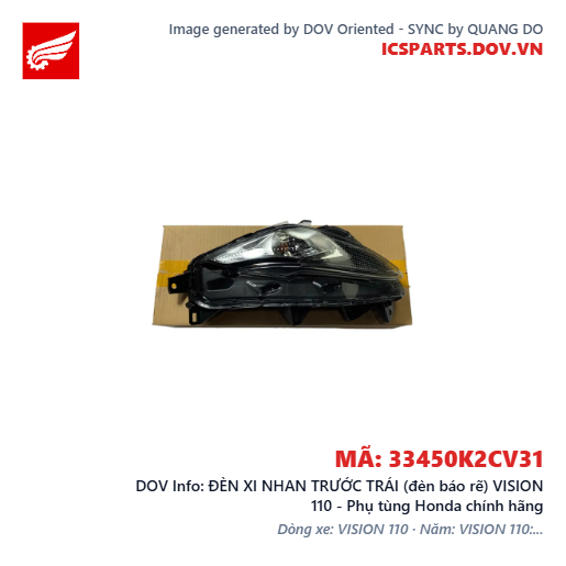 ĐÈN XI NHAN TRƯỚC TRÁI (đèn báo rẽ) VISION 110 - Phụ tùng Honda chính hãng
