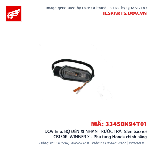 BỘ ĐÈN XI NHAN TRƯỚC TRÁI (đèn báo rẽ) CB150R, WINNER X - Phụ tùng Honda chính hãng