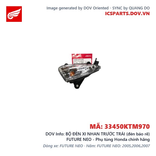 BỘ ĐÈN XI NHAN TRƯỚC TRÁI (đèn báo rẽ) FUTURE NEO - Phụ tùng Honda chính hãng