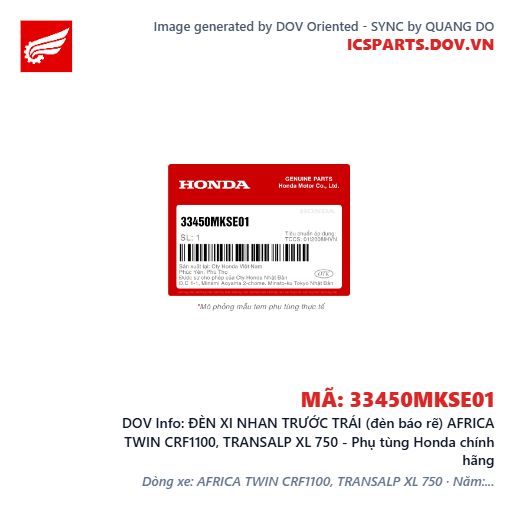 ĐÈN XI NHAN TRƯỚC TRÁI (đèn báo rẽ) AFRICA TWIN CRF1100, TRANSALP XL 750 - Phụ tùng Honda chính hãng