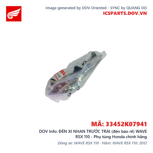 ĐÈN XI NHAN TRƯỚC TRÁI (đèn báo rẽ) WAVE RSX 110 - Phụ tùng Honda chính hãng