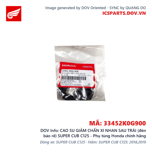 CAO SU GIẢM CHẤN XI NHAN SAU TRÁI (đèn báo rẽ) SUPER CUB C125 - Phụ tùng Honda chính hãng