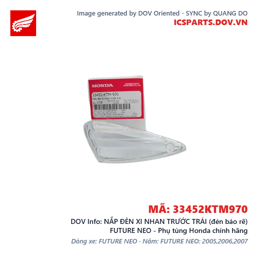 NẮP ĐÈN XI NHAN TRƯỚC TRÁI (đèn báo rẽ) FUTURE NEO - Phụ tùng Honda chính hãng