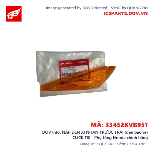 NẮP ĐÈN XI NHAN TRƯỚC TRÁI (đèn báo rẽ) CLICK 110 - Phụ tùng Honda chính hãng
