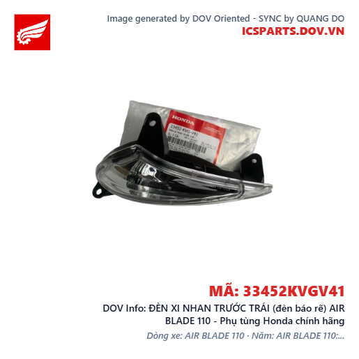 ĐÈN XI NHAN TRƯỚC TRÁI (đèn báo rẽ) AIR BLADE 110 - Phụ tùng Honda chính hãng