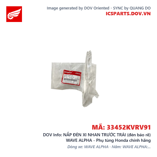 NẮP ĐÈN XI NHAN TRƯỚC TRÁI (đèn báo rẽ) WAVE ALPHA - Phụ tùng Honda chính hãng