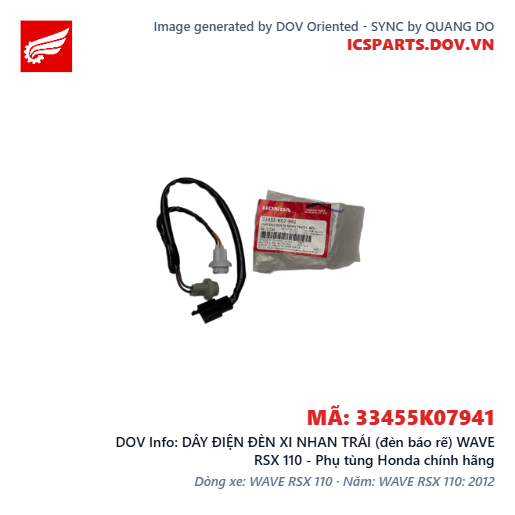 DÂY ĐIỆN ĐÈN XI NHAN TRÁI (đèn báo rẽ) WAVE RSX 110 - Phụ tùng Honda chính hãng