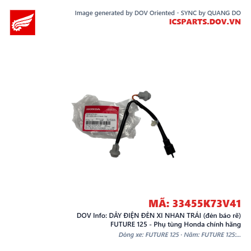 DÂY ĐIỆN ĐÈN XI NHAN TRÁI (đèn báo rẽ) FUTURE 125 - Phụ tùng Honda chính hãng