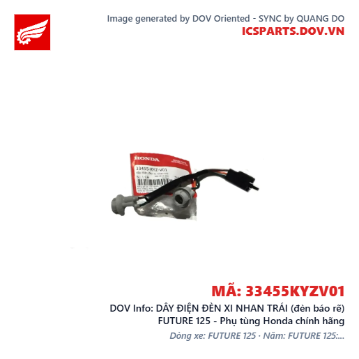 DÂY ĐIỆN ĐÈN XI NHAN TRÁI (đèn báo rẽ) FUTURE 125 - Phụ tùng Honda chính hãng